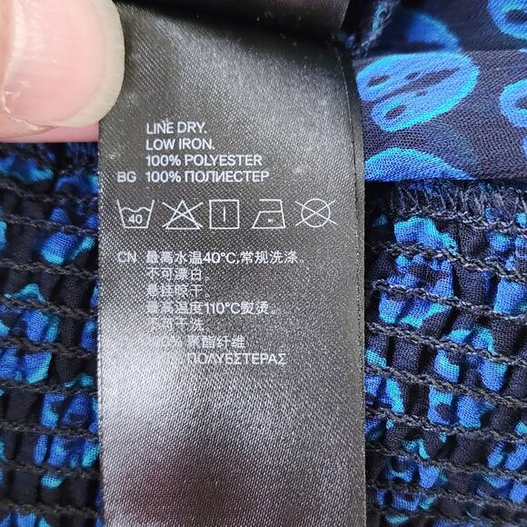 H&M Lightweight Sheer V-Neck Peasant Top Smocked Bubble Waist Women's Sz 4 S - Picture 8 of 8